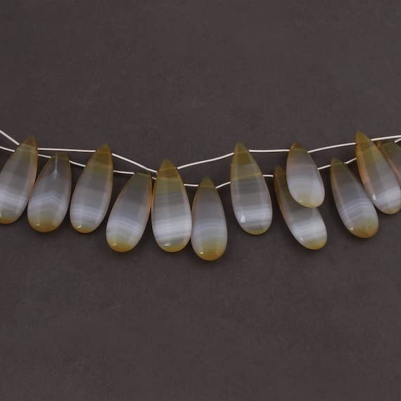 Chalcédonite jaune en perles poires pour créer vos bijoux d'été bohèmes