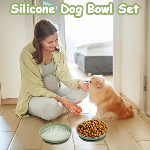 Apatal KA057-G2 Silicone Dog Bowl Set Of 2-7.7In No Spill Puppy Food And Water Dish Less Mess Cat Plates thumb #6
