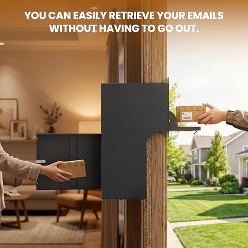 Image of Large in-Fence Parcel Drop Box - Easy Assembly Through-the-Wall Package Delivery Box with Rear Access Door - Anti-Theft Locking Mailbox for Packages and Mail (Sleek Black Steel)