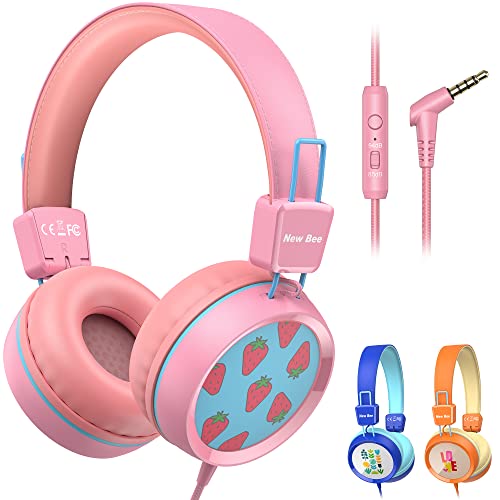 New bee Kids Headphones for School with Microphone KH20 Wired HD Stereo Safe Volume Limited 85dB/94dB Foldable Lightweight On-Ear Headphone for Girl/Mac/Android/Kindle/Tablet/Pad (Pink) New bee Kids Headphones for School with Microphone KH20 Wired HD Stereo Safe Volume Limited 85dB/94dB Foldable Lightweight On-Ear Headphone for Girl/Mac/Android/Kindle/Tablet/Pad (Pink)