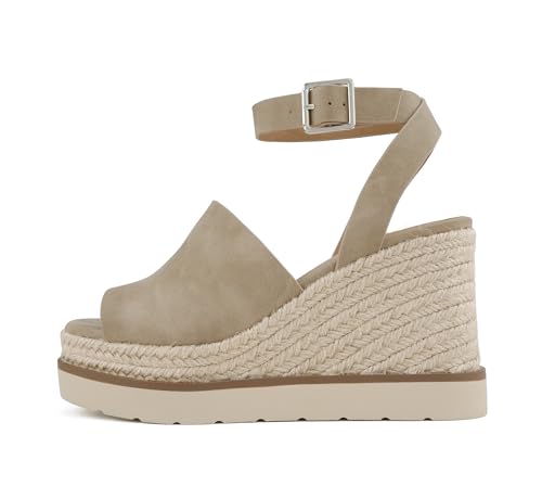 Image of Soda inchStella inch ~ Women Square Peep Toe Single Band Platform Espadrille Wedge Sandals with Adjustable Ankle Strap
