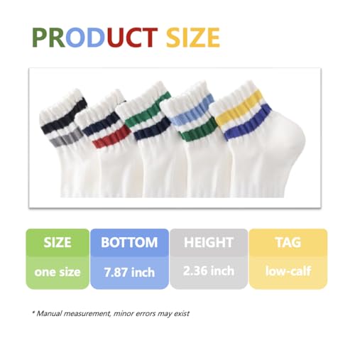 Women Striped Retro Novelty Crew Socks Sporty Thick Cotton Quarter Tube Socks3