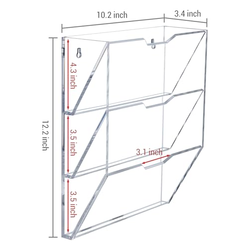 MyGift 3 Tier 10 Inch Clear Acrylic Mail Sorter, Wall Mounted Letter Holder for Home Entryway or Office Document Organizer Rack by MyGift - Image 5