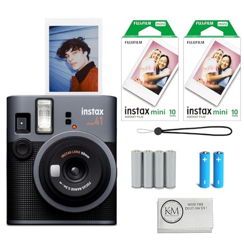 FUJIFILM INSTAX Mini 41 Instant Camera Bundle with Instax Mini Film | 20 Exposures + 4 Pack AA...
