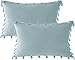 IUYJVR 2 pièces à Franges Velours Housse de Coussin Coussin décoration canapé Salon Moderne déco Chambre Jardin voiture-30 x 50 cm_Bleu Pastel_