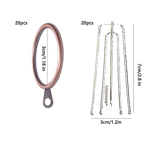 WYAN 20 Pack Metal Curtain Hooks, Drapery Curtains Hanging Rings, Shower Curtain Rings - Image 2