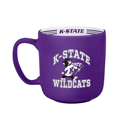 Logo Brands NCAA Kansas State Wildcats 15 oz Stripe Coffee Mug - Vintage Team Logo Inside Print & Stripes Microwave & Dishwasher Safe- Great Gift For Fans & Alumni