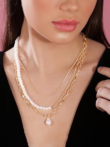 Image of Rubans Link Chain Necklace Gold Plated Western Style Trendy Jewellery Gift for Women & Girls