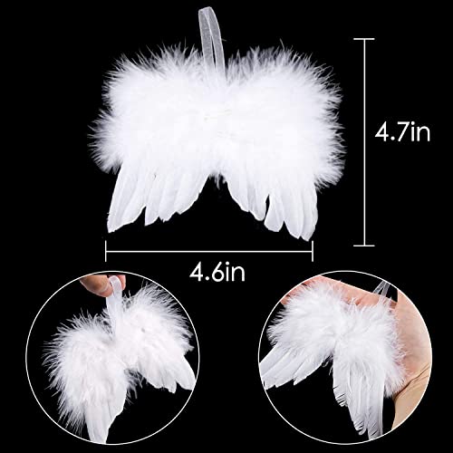 Acro Nubes 30 Pcs Angel Wings Ornament Christmas Tree Feather Hanging Decor 4.7X4.6 Inch Handmade Exquisite Angel Wings Pendant For Xmas Diy Craft Home Wedding Prop Party Decoration White/Green/Red #TOP1
