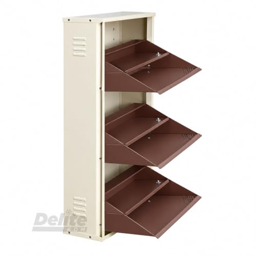 Image of DELITE KOM AIRO 24 inch 6 Shelf Double Decker Metal Shoe Rack Wall Mount for Home with Lock | Air-Vent Panels Keep Shoes Odour-Free | 18 Shoes /30 Slippers | 1Yr Warranty | 41x24x8 Ivory Coffee | DIY