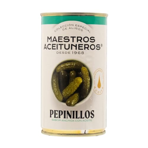 Maestros Aceituneros Mini Gherkins in Anchovy Flavored Oil 370g
