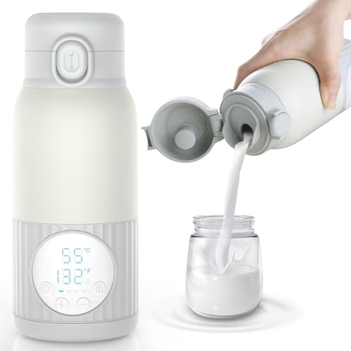 Chauffe-Biberon Nomade Portable Sans Fil 380ml, 2 Modes pour Lait Maternel et Eau, Température...