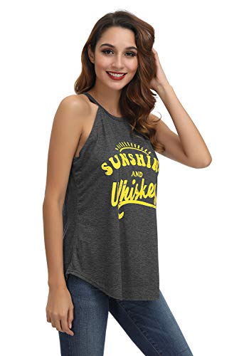 IRISGOD Womens High Neck Tank Tops Summer Graphic Halter Sleeveless Rocker Tee Shirts - Thumbnail 5