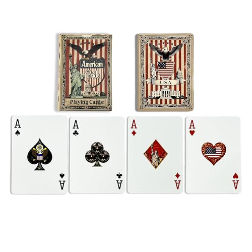 VZONE Patriotic-Themed Playing Cards, 100% Plastic Waterproof Standard Deck Playing