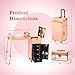 Rolling Manicure Table with LED Mirror, Portable Nail Desk Mobile Nail Station w/ Wrist Pad, Acrylic Case, Foldable Desk, & 4 Drawers, Travel Makeup Case Cosmetic Trolley on Wheels, Rose Gold