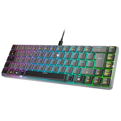 K241 - Tastiera Gaming Meccanica Compatta FR (AZERTY), Cablata USB-C Staccabile, 69 Tasti MX Red, RGB 24 Effetti, Anti-Ghosting NKRO, Compatibile con PC/Console