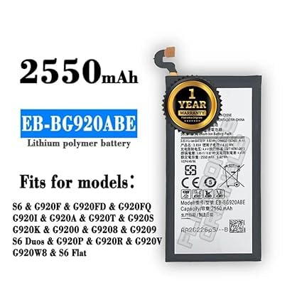 Image of EB-BG920ABE Battery for Samsung Galaxy S6 G9200 G920F G920I Battery with 1 Year Warranty** (P239)