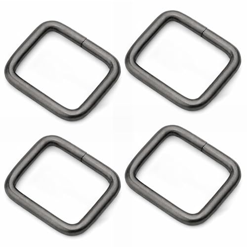 CRAFTMEMORE Metal Rectangle Buckle Ring Fits 5/8" 3/4" 1" Strap Heavy Duty Rectangular Cord for Bag Belt Loop Purse Making (1" x 20 pcs, Gunmetal)