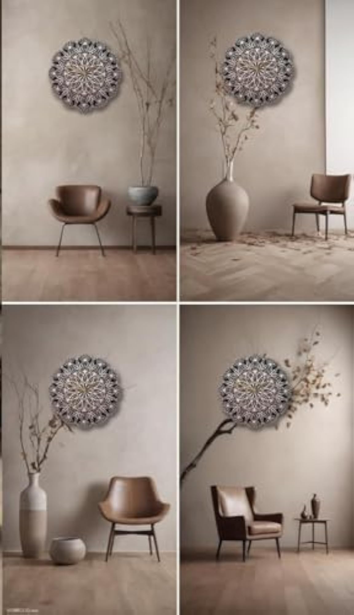 Mandala Wooden Wall Clock with Decorative Design