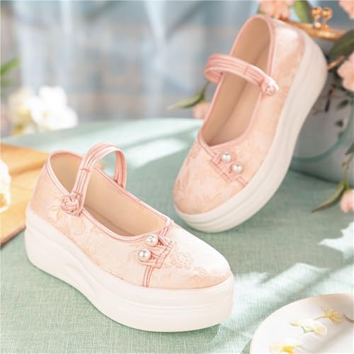Platform Flower Embroidered Elegant Women's Shoes Chinese Traditional Ethnic Style Cheongsam Shoes Casual Comfort Ankle Strap Shoes Cosplay Footwear 5