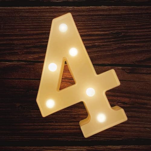 Image of DesiDiya LED Marquee Number Light Sign - Illuminated Decorative Wall Hanging for Birthday, Anniversary & Party Decor (Number-4)