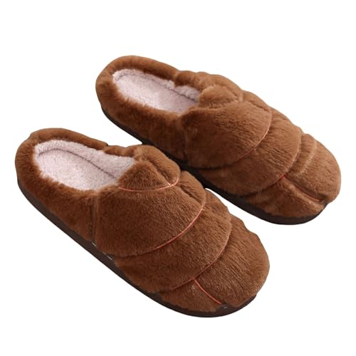 Mexican Concha Slippers for Women Men Concha Pantuflas Slippers Warm Soft Fluffy Plush House Slippers Bread House Slipper