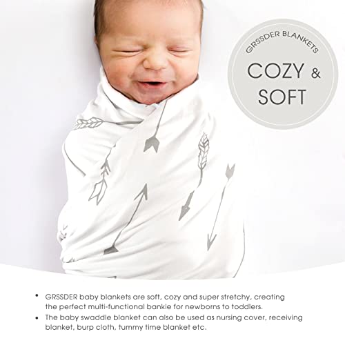 Image of GRSSDER Baby Blankets Super Soft Jersey Knit Swaddle Blanket for Baby Girls and Boys, Double Layer Receiving Blankets 34 x 44 Inches Extra Large for Baby Swaddling, Simple Arrow