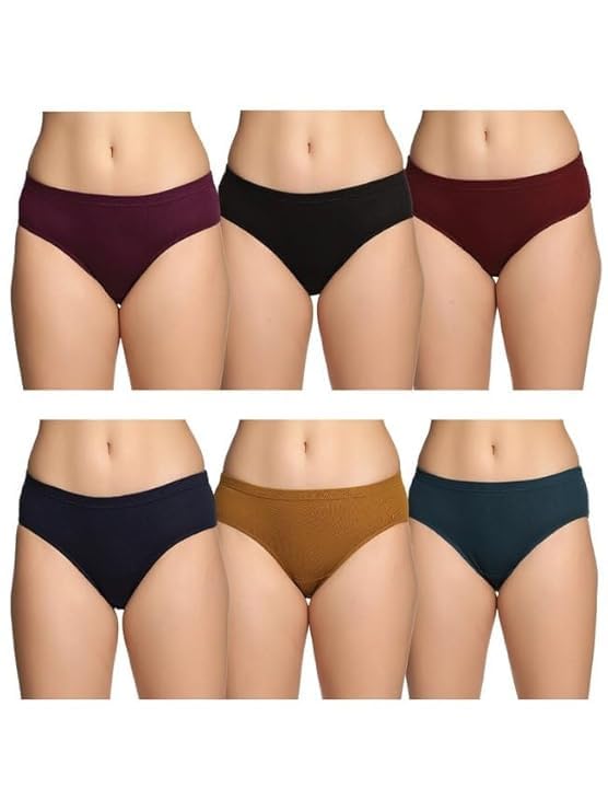 louryn koulyn Women's 100% Pure Cotton Panty - Soft, Comfortable, and Skin-Friendly(Pack of 6)(Color&Print May Vary)-picture-49