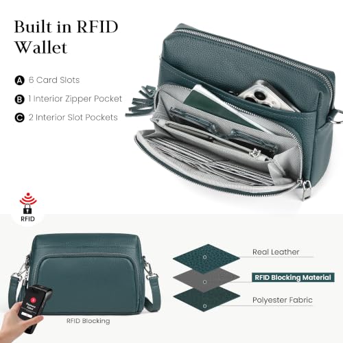 Image of befen Genuine Leather Crossbody Bags for Women Leather Wallet Travel Purse