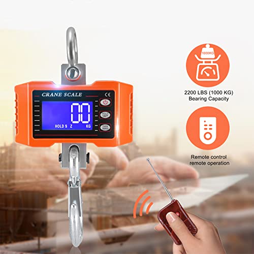 Miniatura 5 de Báscula Colgante Con Mando A Distancia 1000kg 2200 Lbs, Báscula Digital Industrial Para Grúa De Servicio Pesado Con Sensor De Muelle De Carga Precisa Y Pantalla Lcd Crane Scale Báscula De Gancho