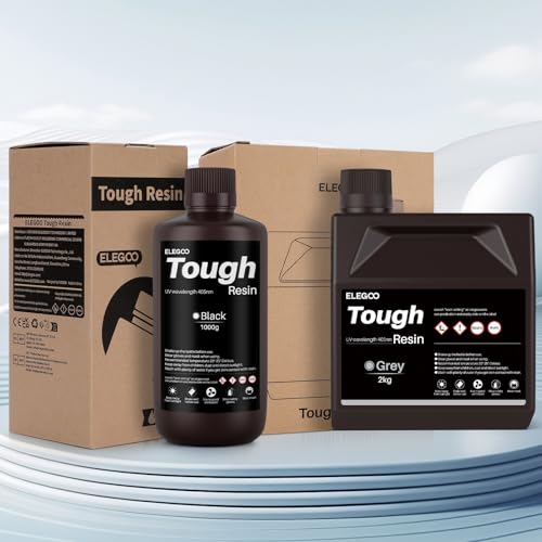 Image of ELEGOO Tough Resin, 3D Printer Resin for DLP LCD 3D Printers Black 2000g | with High Impact Resistance and High Toughness, High Precision 3D Printing Resin for High Performance Printing