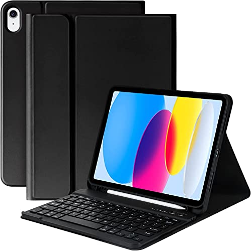 Image of ProElite Detachable Wireless Bluetooth Keyboard case Cover for iPad (A16) 11th /10th Gen 2025 /2022 with Pencil Holder, Black