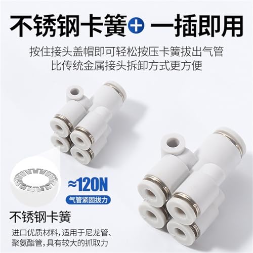 Conector neumático en Y PXG12-10 de diámetro variable con cuatro vías 5