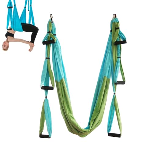Cocoarm Hamac de Balançoire D'inversion de Poignée Suspendue de Forme Physique de Yoga Aérien Anti-gravité avec Poignée en Mousse épaisse, (Fruit Bleu Ciel Vert