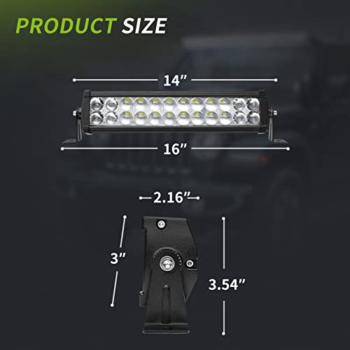 Led Light Bar Autosaver88 16 Inch Led Work Light 4D 144W With 8Ft Wiring Harness Kit, Straight Fish Eye Lens 12000Lumens Offroad Automotive Spot & Flood Combo Beam #TOP1