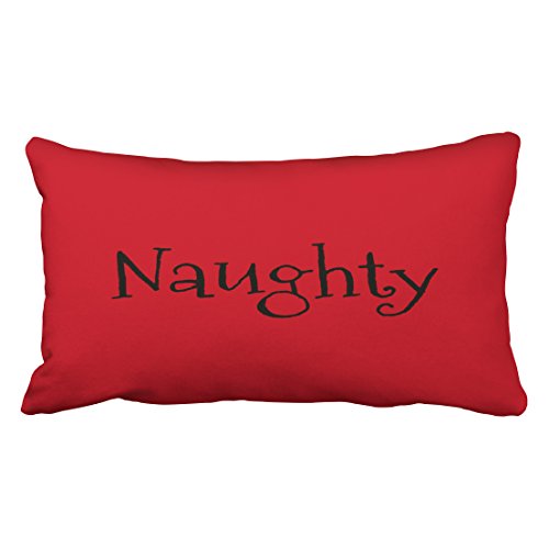 Emvency Decorative Throw Pillow Cover King Size 20x36 Inches Naughty Or Nice Funny Sassy Reversible Christmas Pillowcase with Hidden Zipper Decor Cushion Gift for Home Sofa Bedroom Couch Car