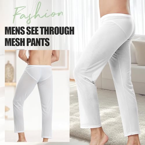 Mens Mesh Pants Sheer Pajama Bottoms See Through Sleep Trousers2