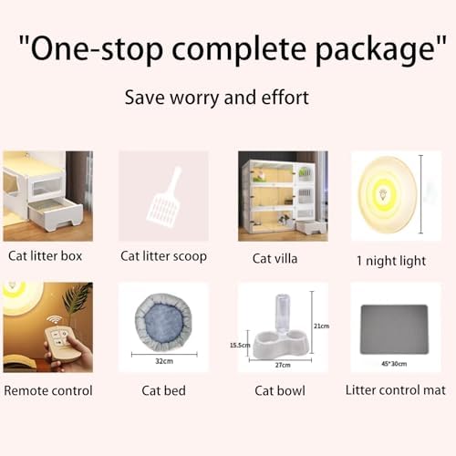 Large 2/3/4 Tier Cat Cages Indoor with Litter Box, Double Layer Cat Villa & Outdoor Patio Enclosure, White Pet Cage with Toilet for Cats, Perfect for Home Use.