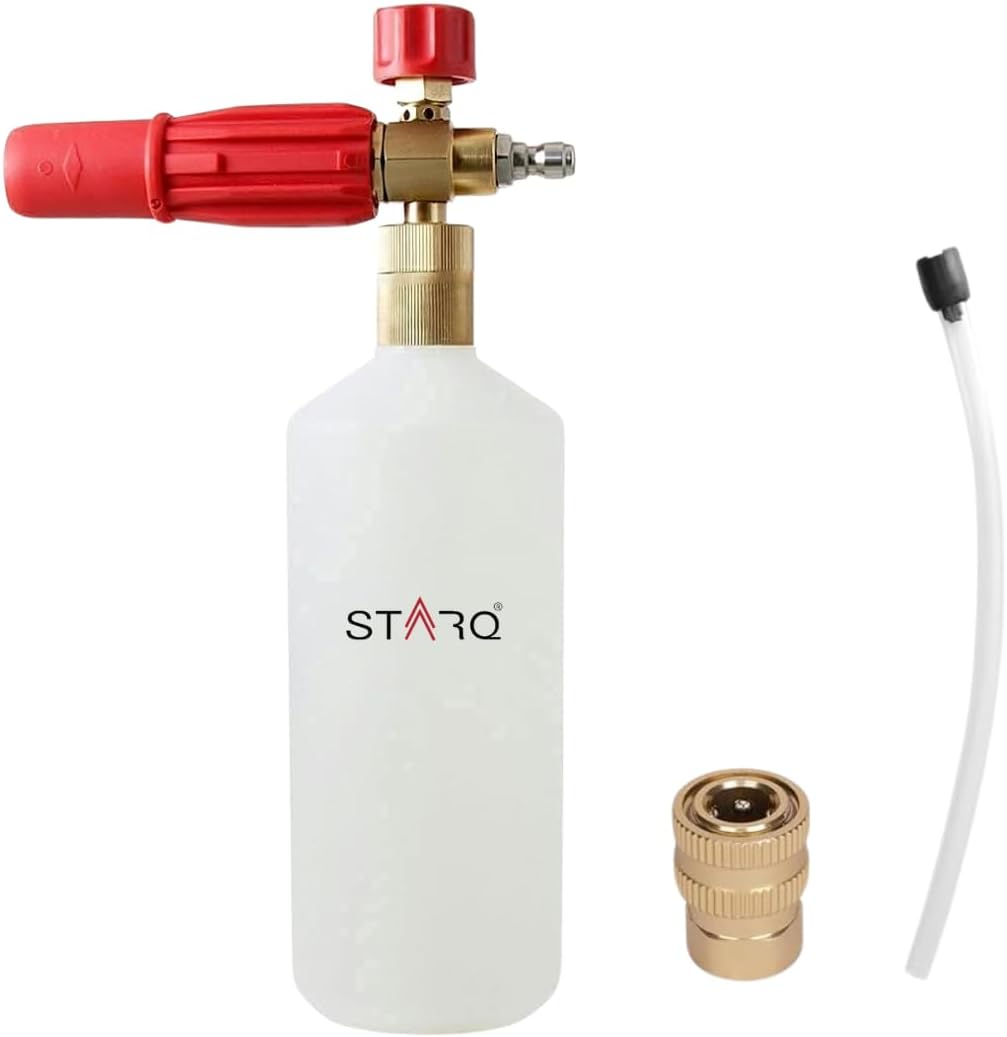 Copper Alloy 1 Ltr Professional Snow Foam Lance/Canon with 1/4" Quick Connector Foam Blaster for Pressure Washer (RED)
