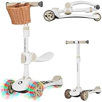 LIONELO Franky 2-in-1 Kinder-Balance-Roller ab 3 Jahre bis 50 kg Laufrad ab 1 Jahr bis 20 kg Höhenverstellbar, LED-Räder, rutschfestes Trittbrett, Korb