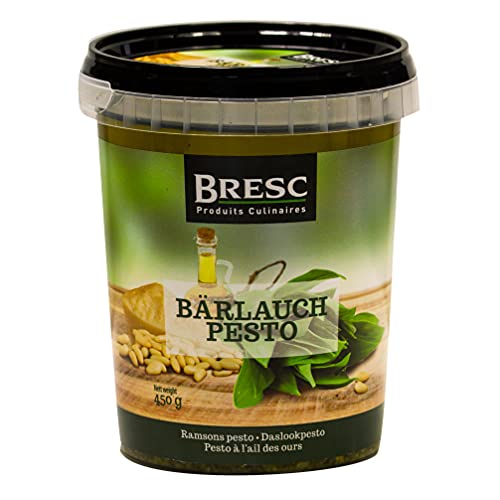 Bresc Bärlauch Pesto - 1x 450g - grünes Pesto aus Bärlauch, Basilikum, Pecorino, Pinienkernen, Sonnenblumenöl und Olivenöl, geschmacksintensive Kräutermischung, kalt und warm genießbar Cover