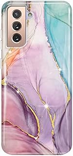 luolnh Galaxy S21 Plus Case,Samsung S21 Plus Case for Girls Women,Gold Glitter Sparkle Marble Design Soft Silicone Rubber TPU Bumper Cover Skin Case for Samsung S21+/S21 Plus 5G -Pink&Green