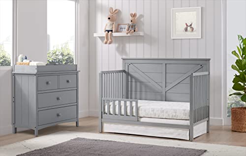 Image of Oxford Baby Montauk Crib to Toddler Bed Guard Rail Conversion Kit, Farmhouse Gray, GreenGuard Gold Certified
