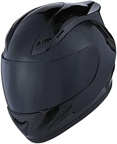 1Storm Motorcycle Bike Full Face Helmet Mechanic Glossy Black Smoked Shield