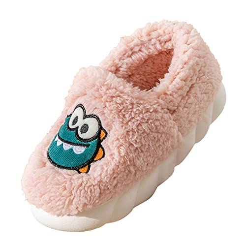 Woaikeyu Zapatillas Mujer Invierno Cálido Zapatillas De Hogar Otoño e Invierno Moda Cómodo y Lindo Dibujos Animados Dinosaurio Color Sólido Fondo Grueso Antideslizante Cómodo (Pink, 41)