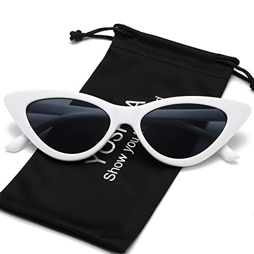 Image of Retro Vintage Narrow Cat Eye Sunglasses for Women Clout Goggles Plastic Frame