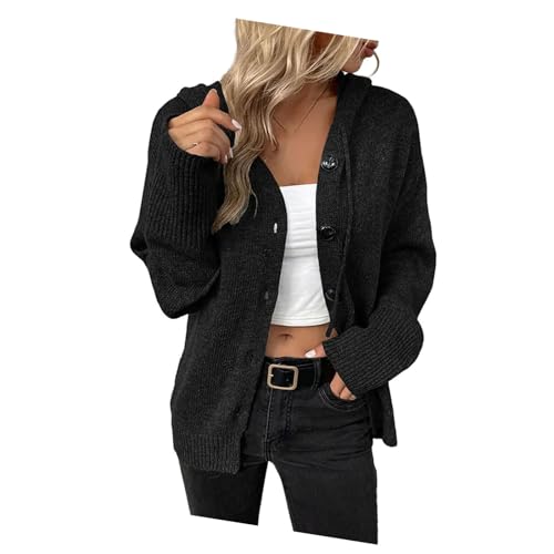Cardigan à capuche haut de gamme pour femme, haut ample boutonné aux finitions soignées