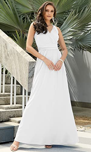 Image of KOH KOH Womens Long Sleeveless Flowy Bridesmaid Cocktail Evening Gown Maxi Dress