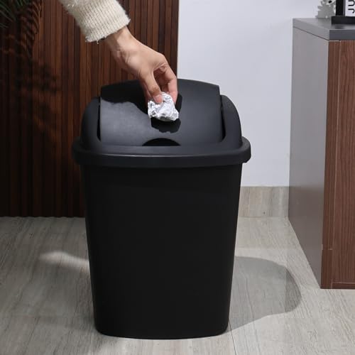 Caneca de basura de plástico 7 galones negra con tapa basculante 4 pack miniatura 5