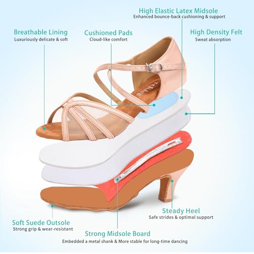 Image of Women's Ballroom Dance Shoes Latin Salsa Dancing Shoes Cross Strap 2.5inch Heel 3inch Heel ZB04